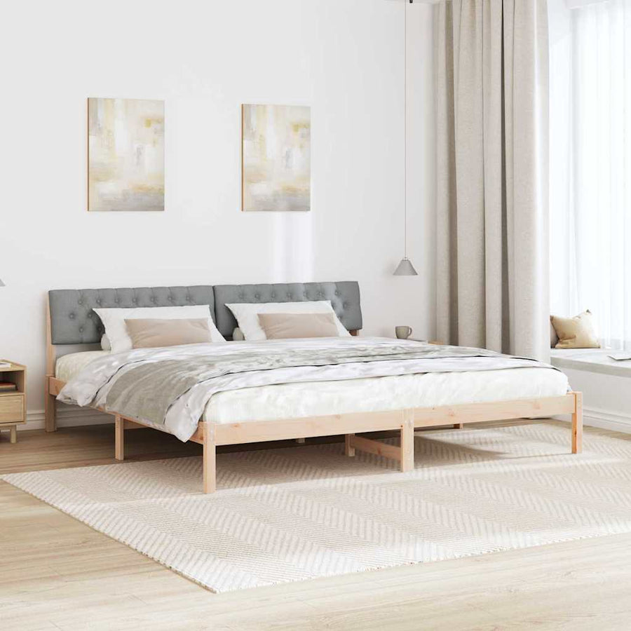 Bedframe Bruin en lichtgrijs 200 x 200 cm Massief grenenhout