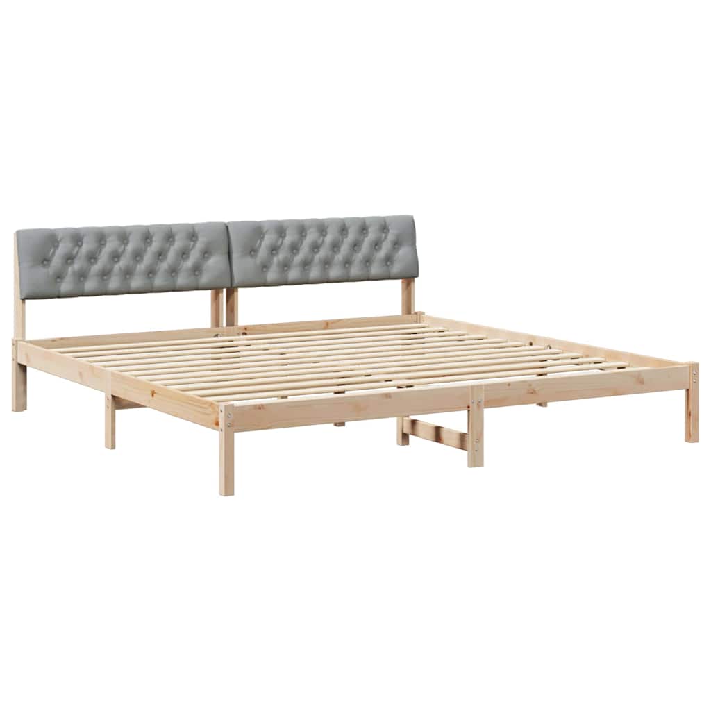 Bedframe Bruin en lichtgrijs 200 x 200 cm Massief grenenhout