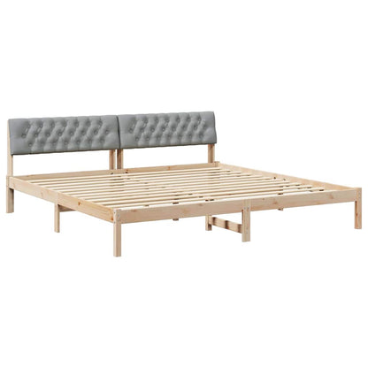 Bedframe Bruin en lichtgrijs 200 x 200 cm Massief grenenhout