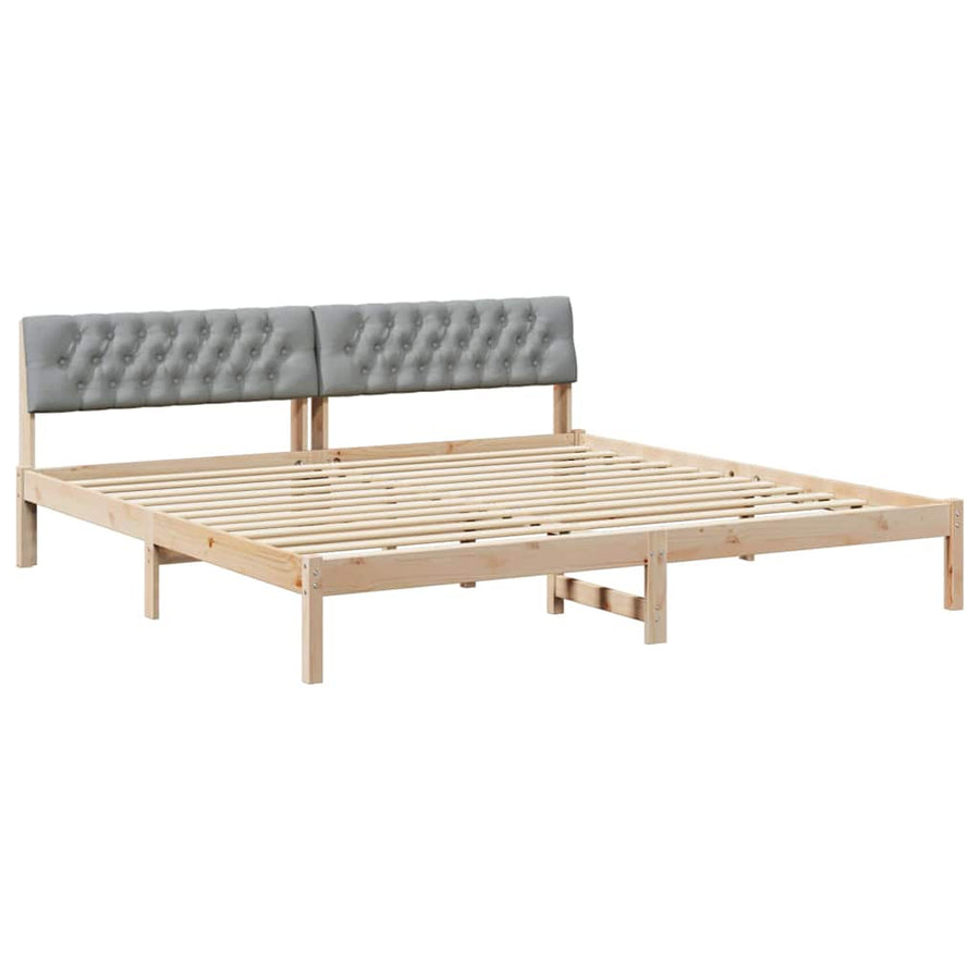 Bedframe Bruin en lichtgrijs 200 x 200 cm Massief grenenhout