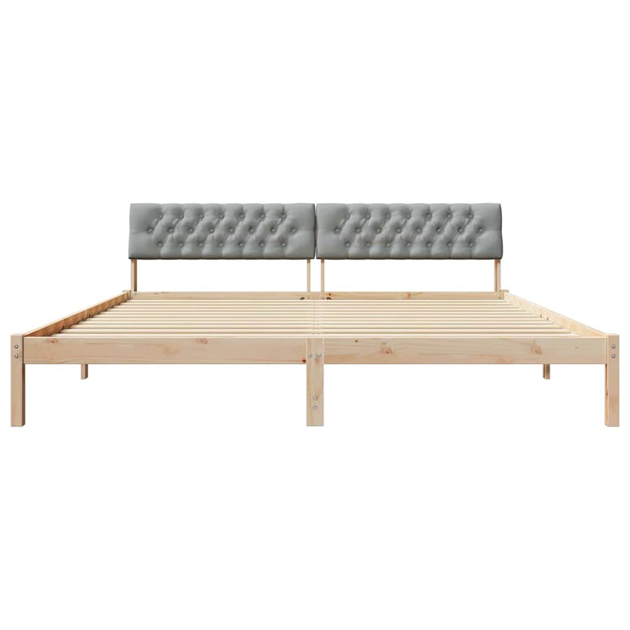 Bedframe Bruin en lichtgrijs 200 x 200 cm Massief grenenhout