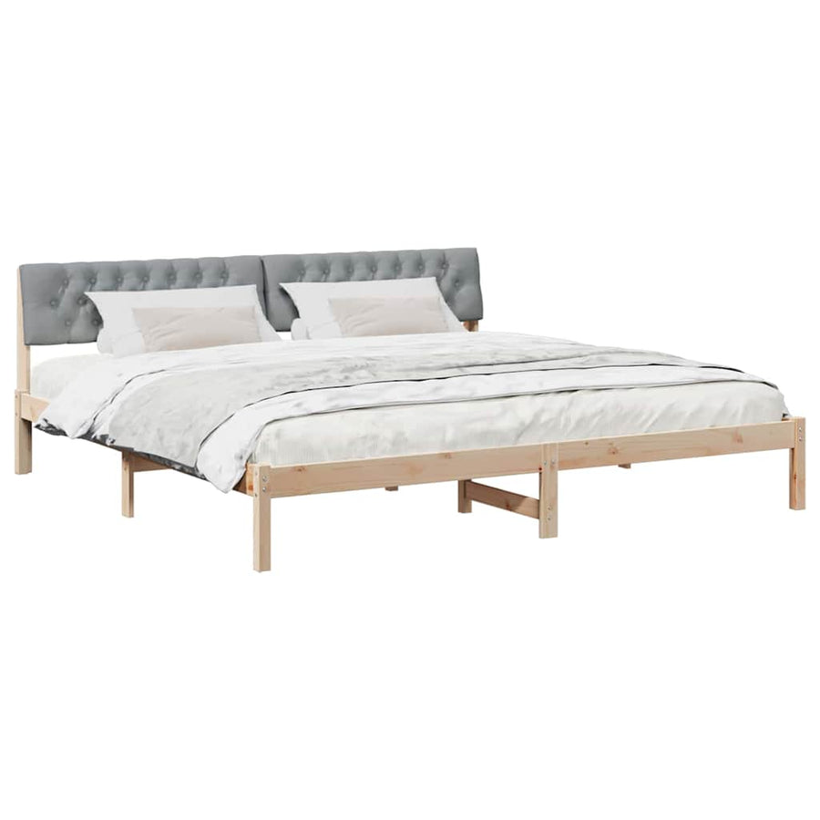 Bedframe Bruin en lichtgrijs 200 x 200 cm Massief grenenhout