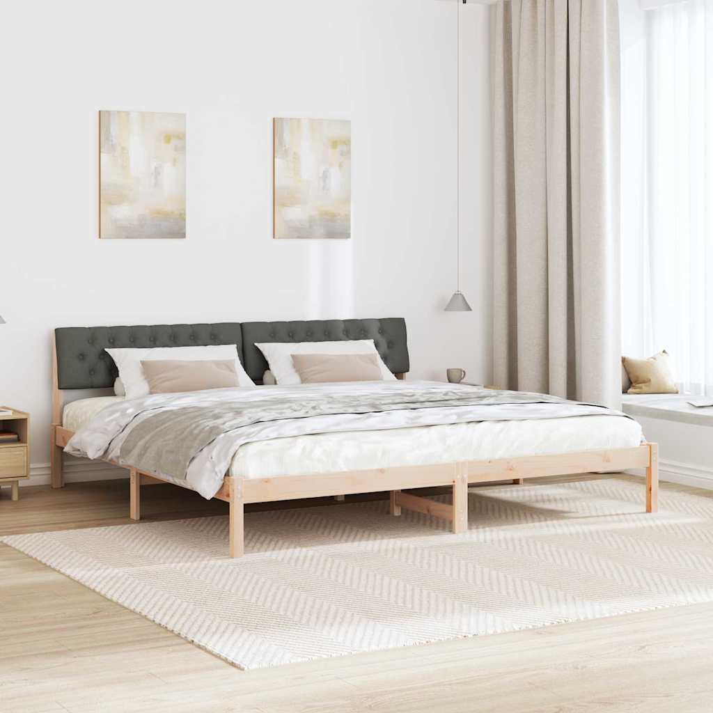 Bedframe Bruin en donkergrijs 200 x 200 cm Massief grenenhout