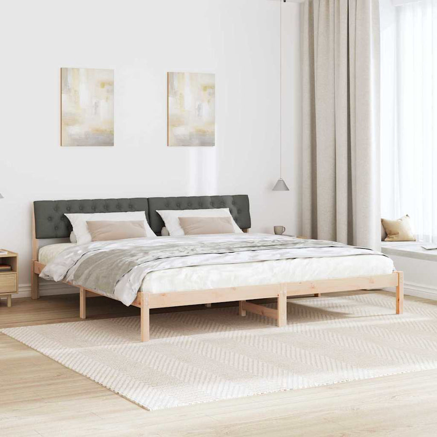 Bedframe Bruin en donkergrijs 200 x 200 cm Massief grenenhout