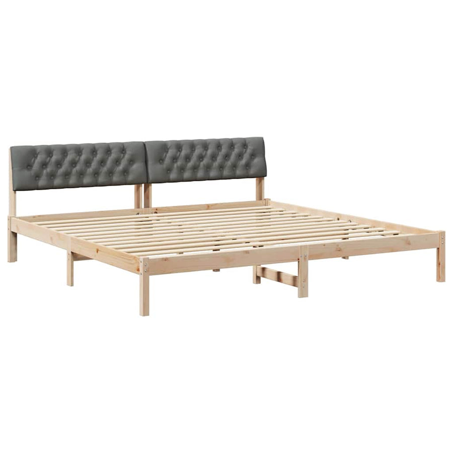 Bedframe Bruin en donkergrijs 200 x 200 cm Massief grenenhout
