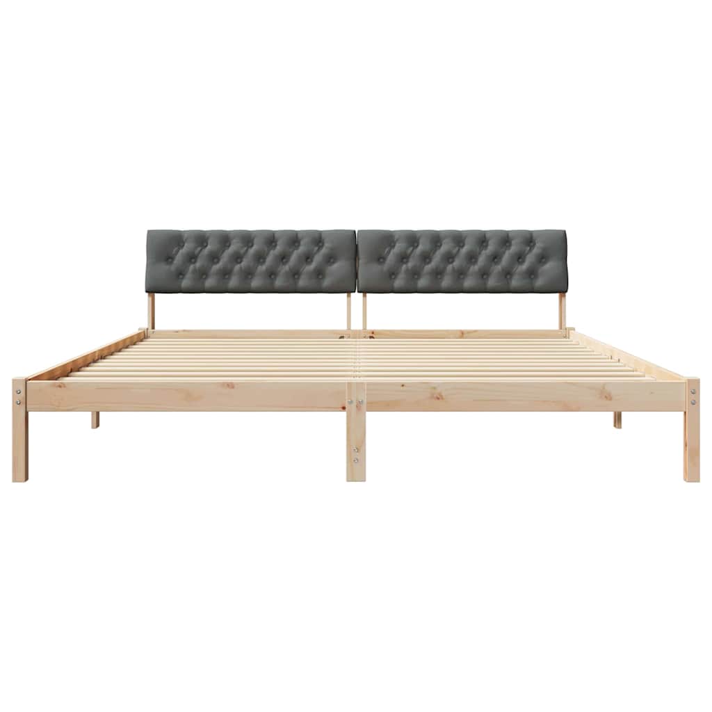 Bedframe Bruin en donkergrijs 200 x 200 cm Massief grenenhout