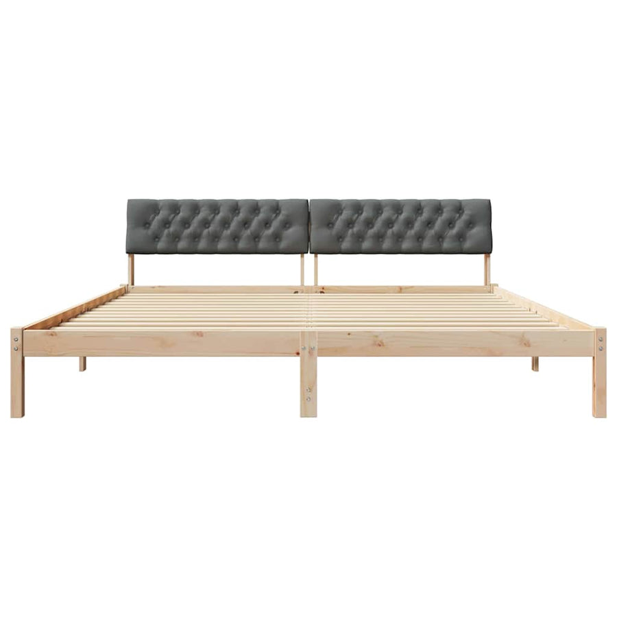 Bedframe Bruin en donkergrijs 200 x 200 cm Massief grenenhout