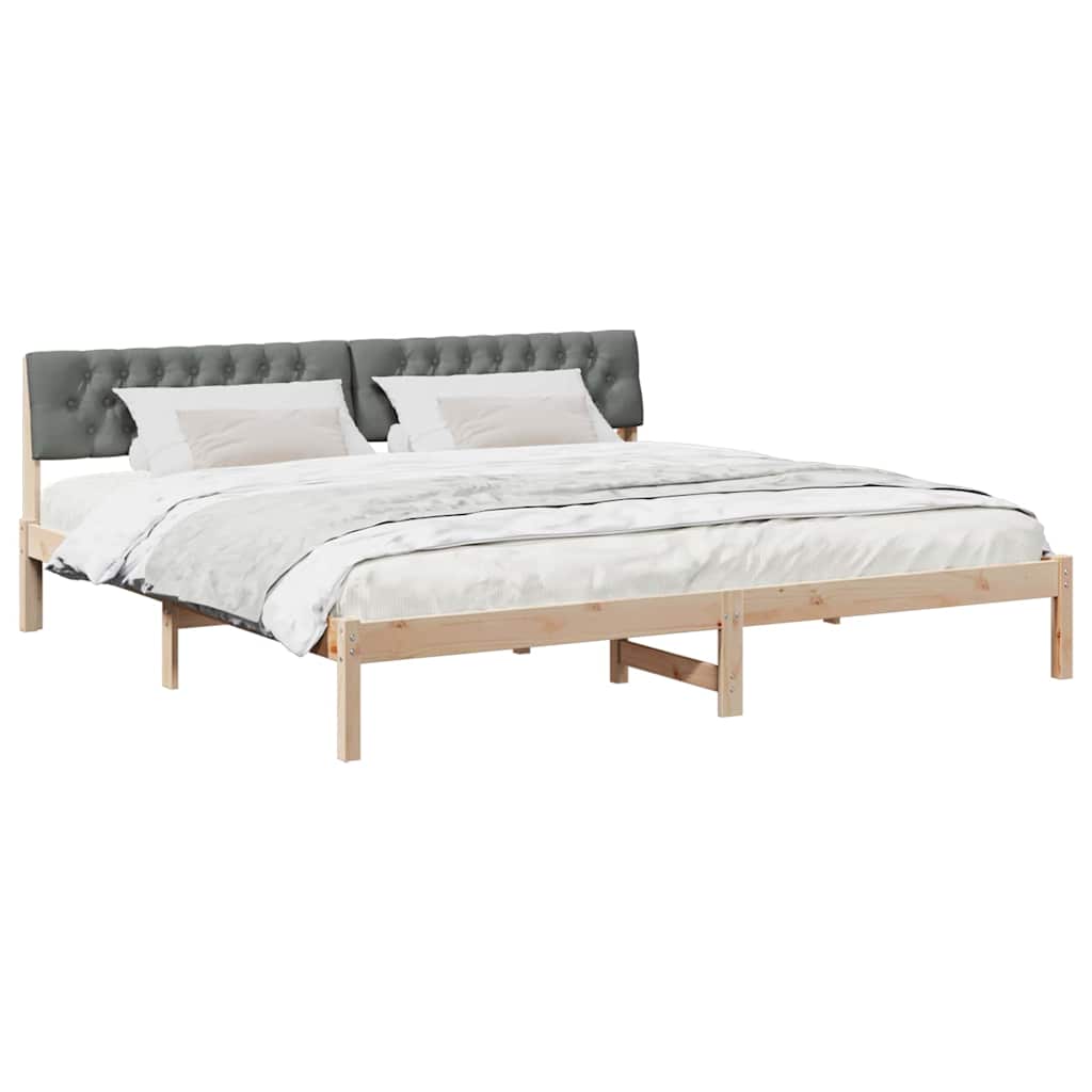 Bedframe Bruin en donkergrijs 200 x 200 cm Massief grenenhout