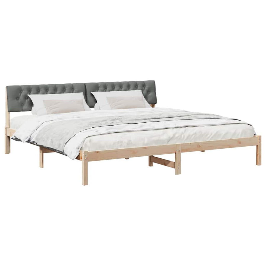Bedframe Bruin en donkergrijs 200 x 200 cm Massief grenenhout