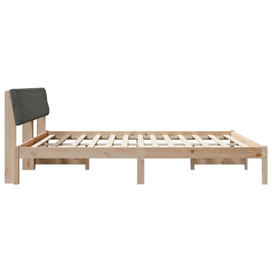Bedframe Bruin en donkergrijs 200 x 200 cm Massief grenenhout