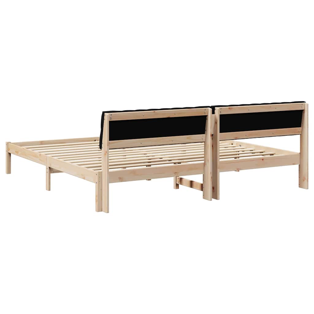 Bedframe Bruin en zwart 200 x 200 cm Massief grenenhout