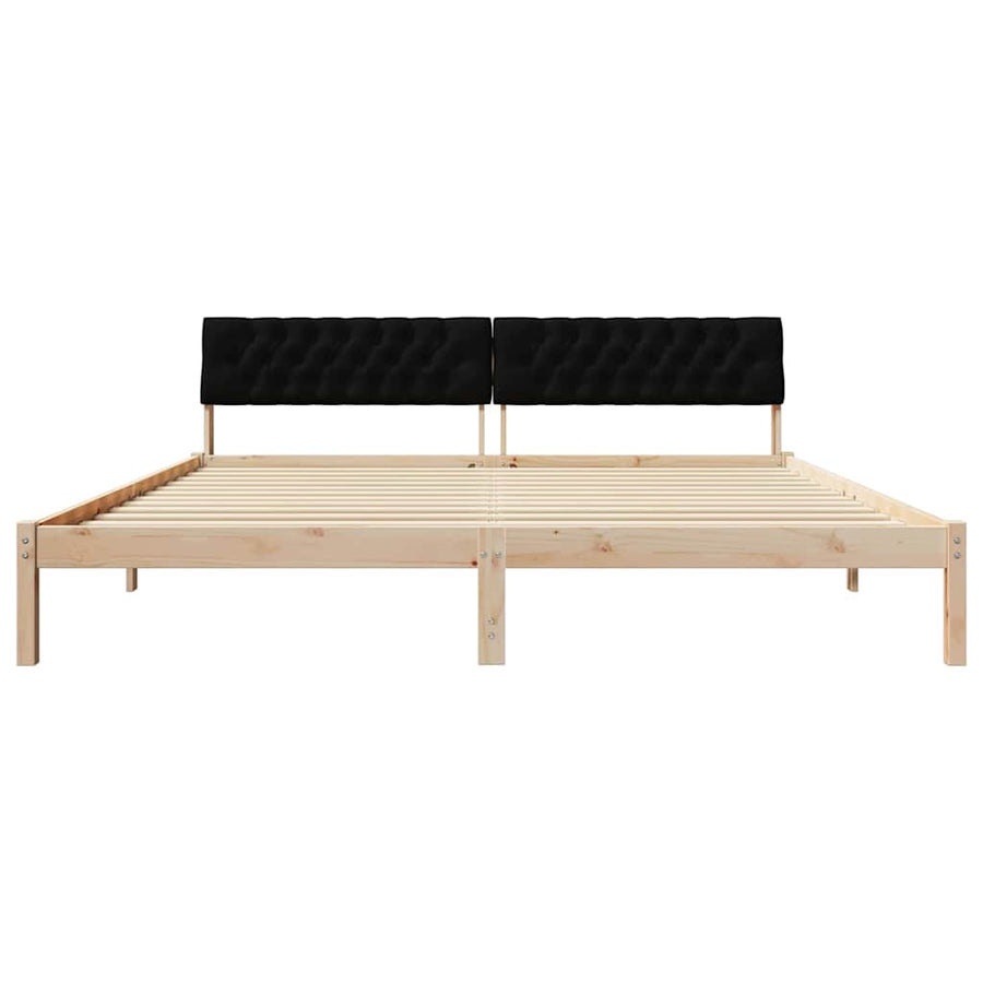Bedframe Bruin en zwart 200 x 200 cm Massief grenenhout