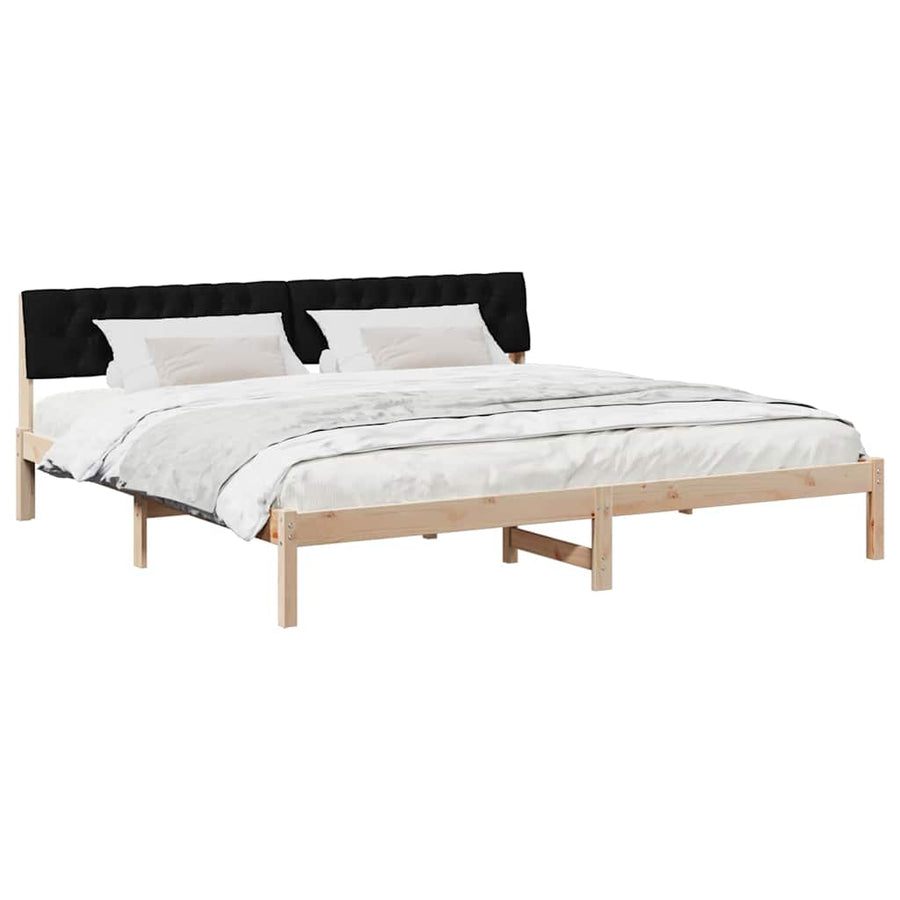 Bedframe Bruin en zwart 200 x 200 cm Massief grenenhout