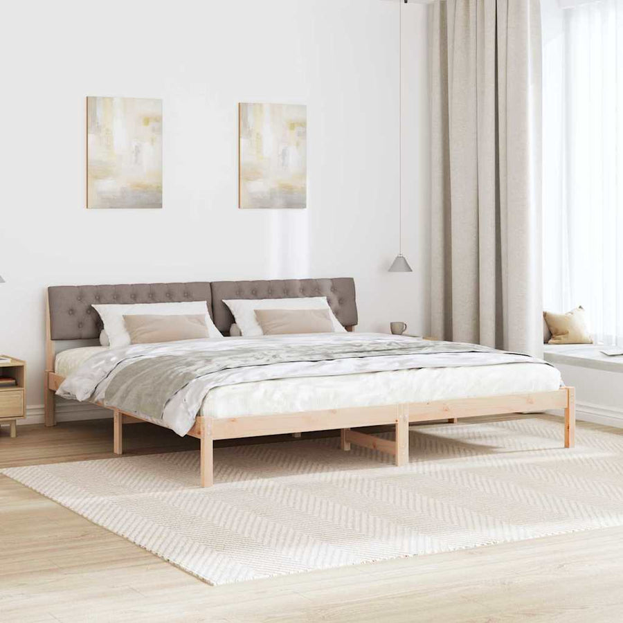 Bedframe Bruin en taupe 200 x 200 cm Massief grenenhout