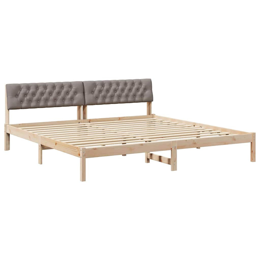 Bedframe Bruin en taupe 200 x 200 cm Massief grenenhout