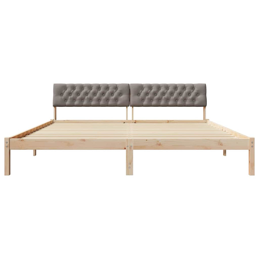 Bedframe Bruin en taupe 200 x 200 cm Massief grenenhout