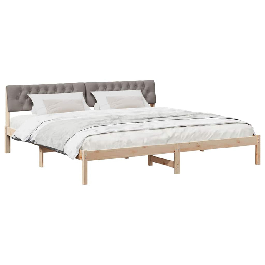Bedframe Bruin en taupe 200 x 200 cm Massief grenenhout