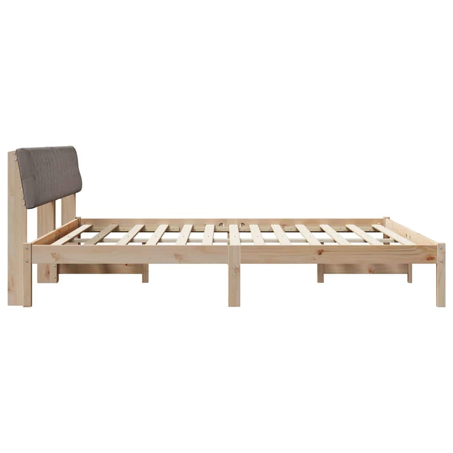 Bedframe Bruin en taupe 200 x 200 cm Massief grenenhout