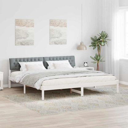 Bedframe Wit en lichtgrijs 200 x 200 cm Massief grenenhout