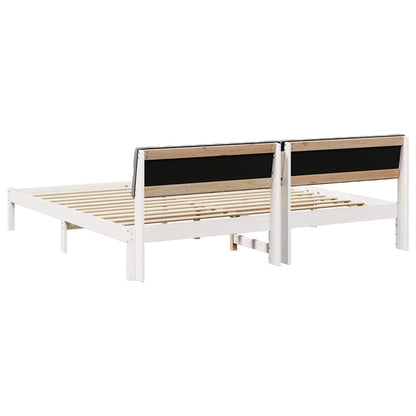 Bedframe Wit en lichtgrijs 200 x 200 cm Massief grenenhout