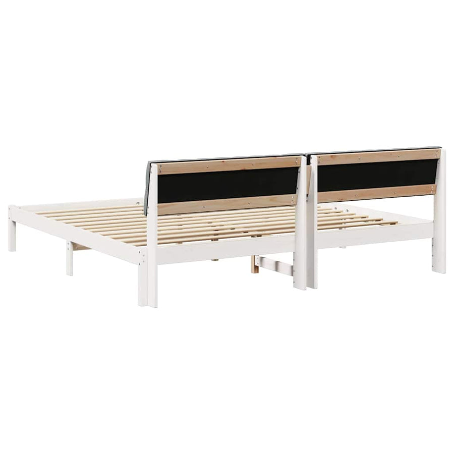 Bedframe Wit en lichtgrijs 200 x 200 cm Massief grenenhout