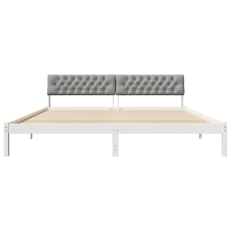 Bedframe Wit en lichtgrijs 200 x 200 cm Massief grenenhout