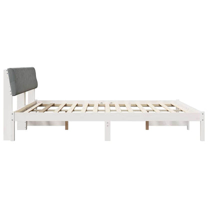 Bedframe Wit en lichtgrijs 200 x 200 cm Massief grenenhout