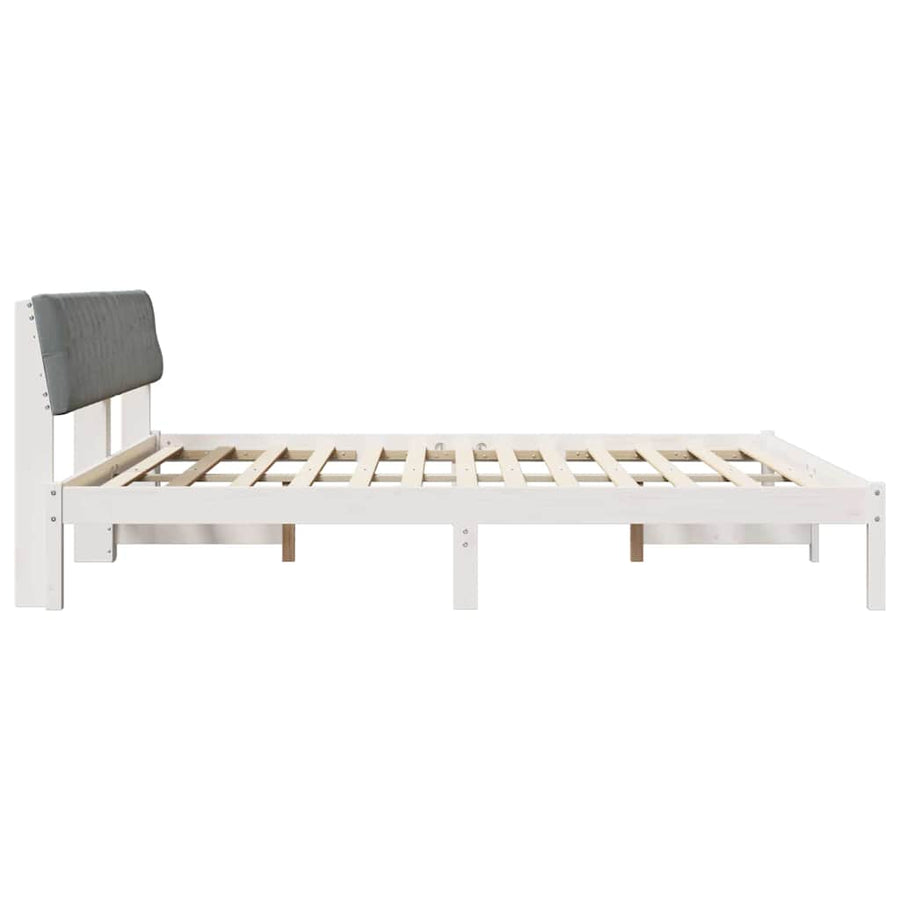 Bedframe Wit en lichtgrijs 200 x 200 cm Massief grenenhout