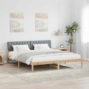 Bedframe 180x200 cm massief grenenhout bruin lichtgrijs