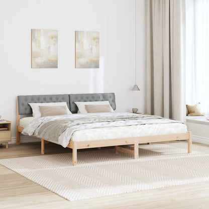 Bedframe Bruin en lichtgrijs 180 x 200 cm Massief grenenhout