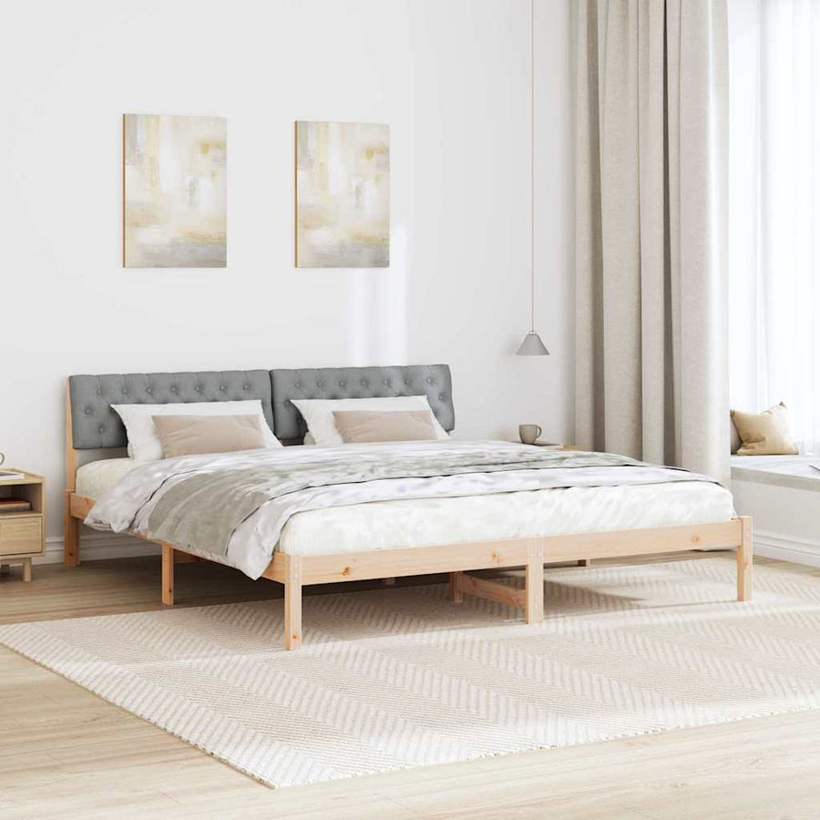 Bedframe Bruin en lichtgrijs 180 x 200 cm Massief grenenhout