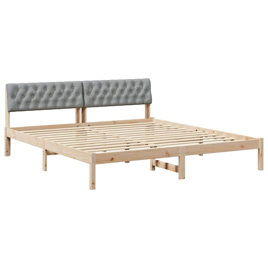 Bedframe Bruin en lichtgrijs 180 x 200 cm Massief grenenhout