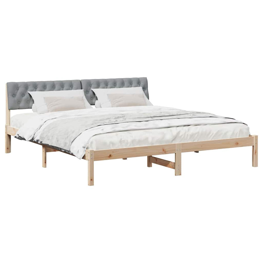 Bedframe Bruin en lichtgrijs 180 x 200 cm Massief grenenhout