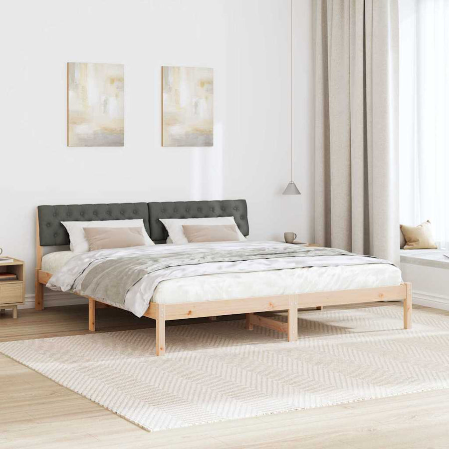Bedframe Bruin en donkergrijs 180 x 200 cm Massief grenenhout