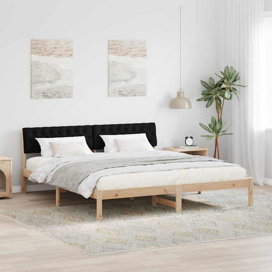 Bedframe Bruin en zwart 180 x 200 cm Massief grenenhout