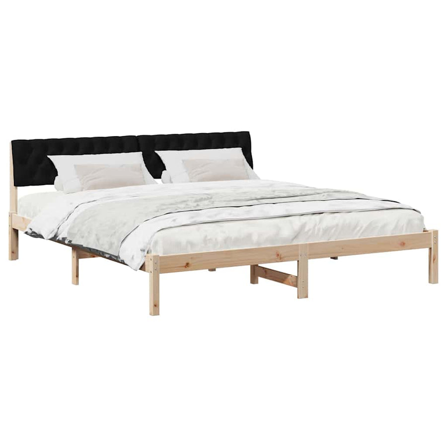 Bedframe Bruin en zwart 180 x 200 cm Massief grenenhout