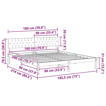 Bedframe Bruin en zwart 180 x 200 cm Massief grenenhout