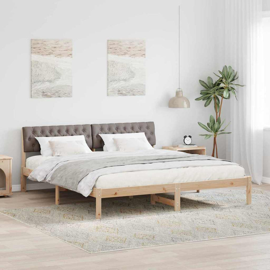 Bedframe Bruin en taupe 180 x 200 cm Massief grenenhout