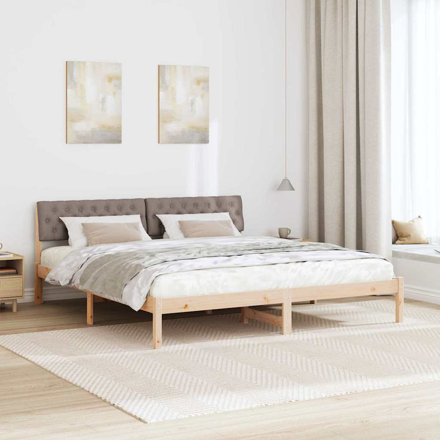 Bedframe Bruin en taupe 180 x 200 cm Massief grenenhout