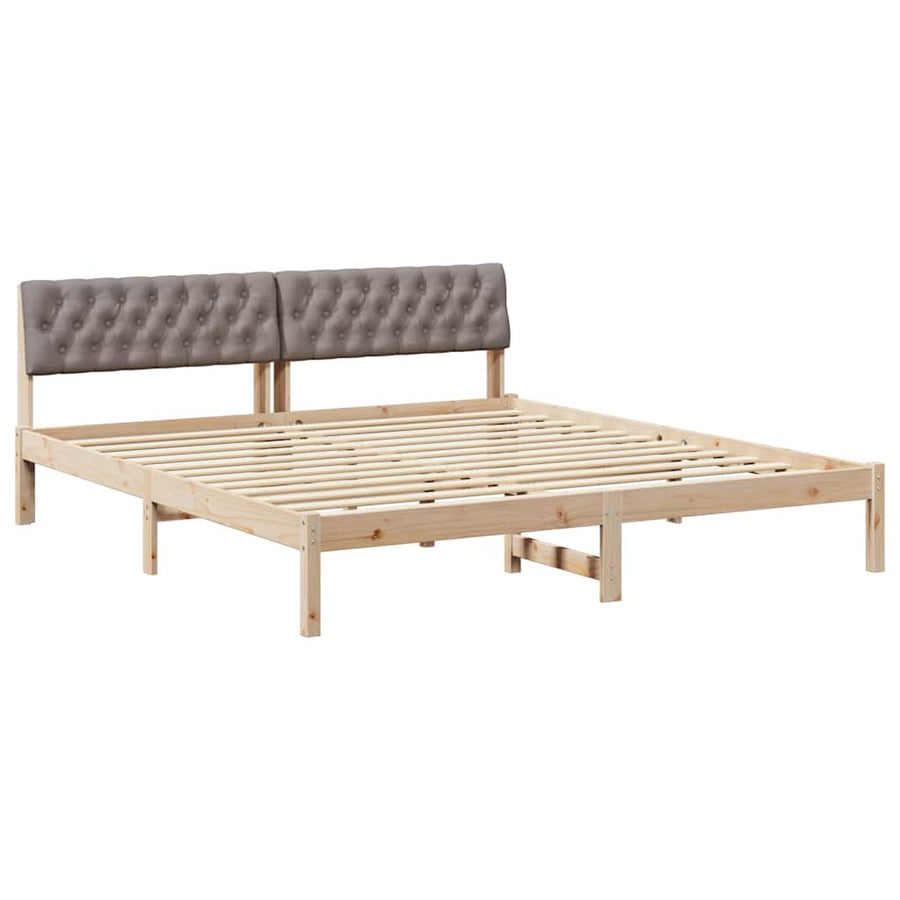 Bedframe Bruin en taupe 180 x 200 cm Massief grenenhout