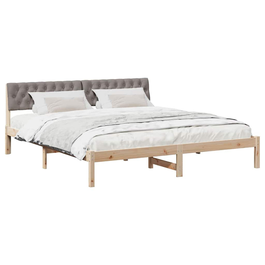 Bedframe Bruin en taupe 180 x 200 cm Massief grenenhout