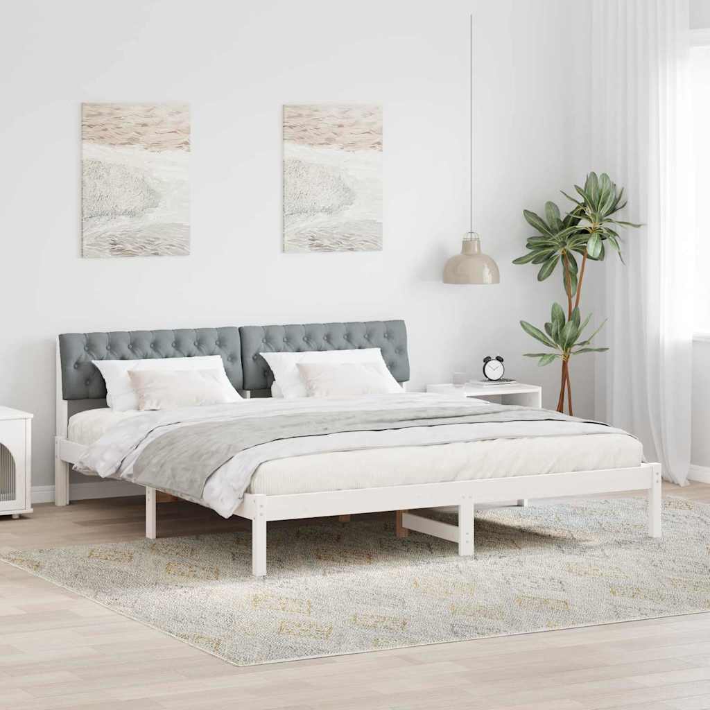 Bedframe Wit en lichtgrijs 180 x 200 cm Massief grenenhout