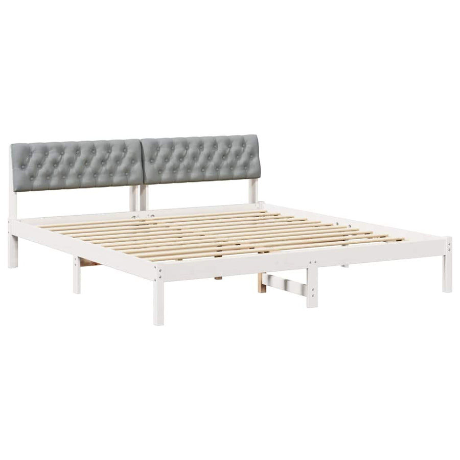 Bedframe Wit en lichtgrijs 180 x 200 cm Massief grenenhout