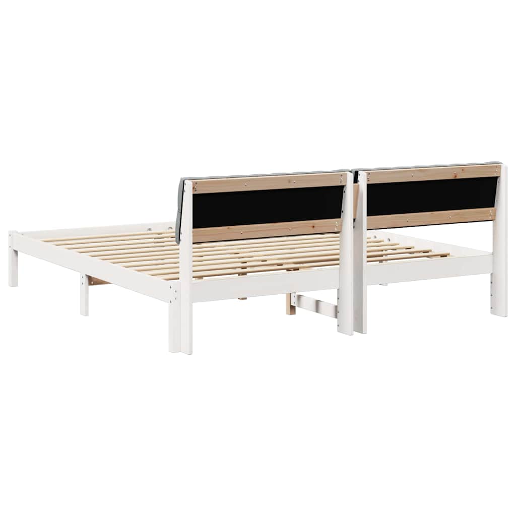 Bedframe Wit en lichtgrijs 180 x 200 cm Massief grenenhout