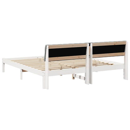 Bedframe Wit en lichtgrijs 180 x 200 cm Massief grenenhout