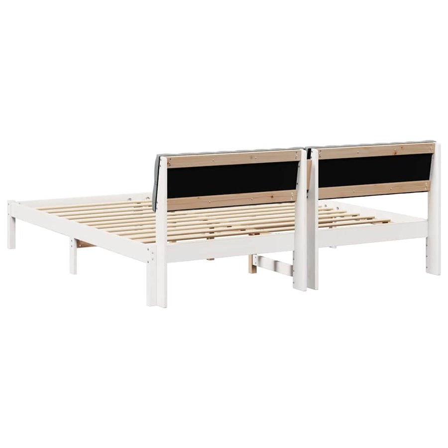 Bedframe Wit en lichtgrijs 180 x 200 cm Massief grenenhout