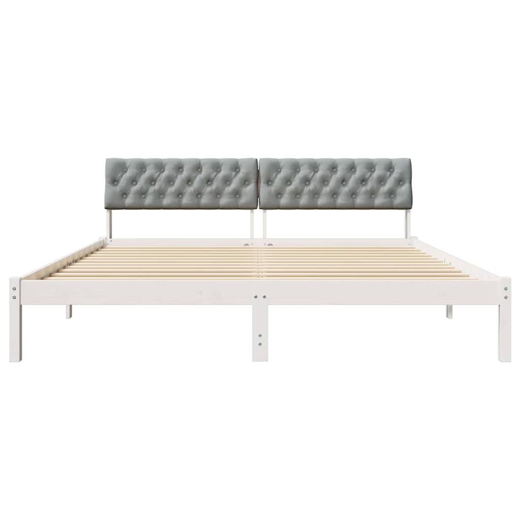 Bedframe Wit en lichtgrijs 180 x 200 cm Massief grenenhout