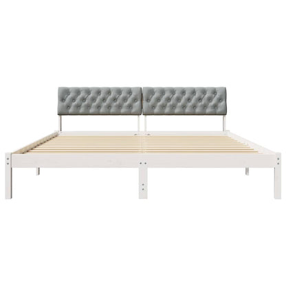 Bedframe Wit en lichtgrijs 180 x 200 cm Massief grenenhout