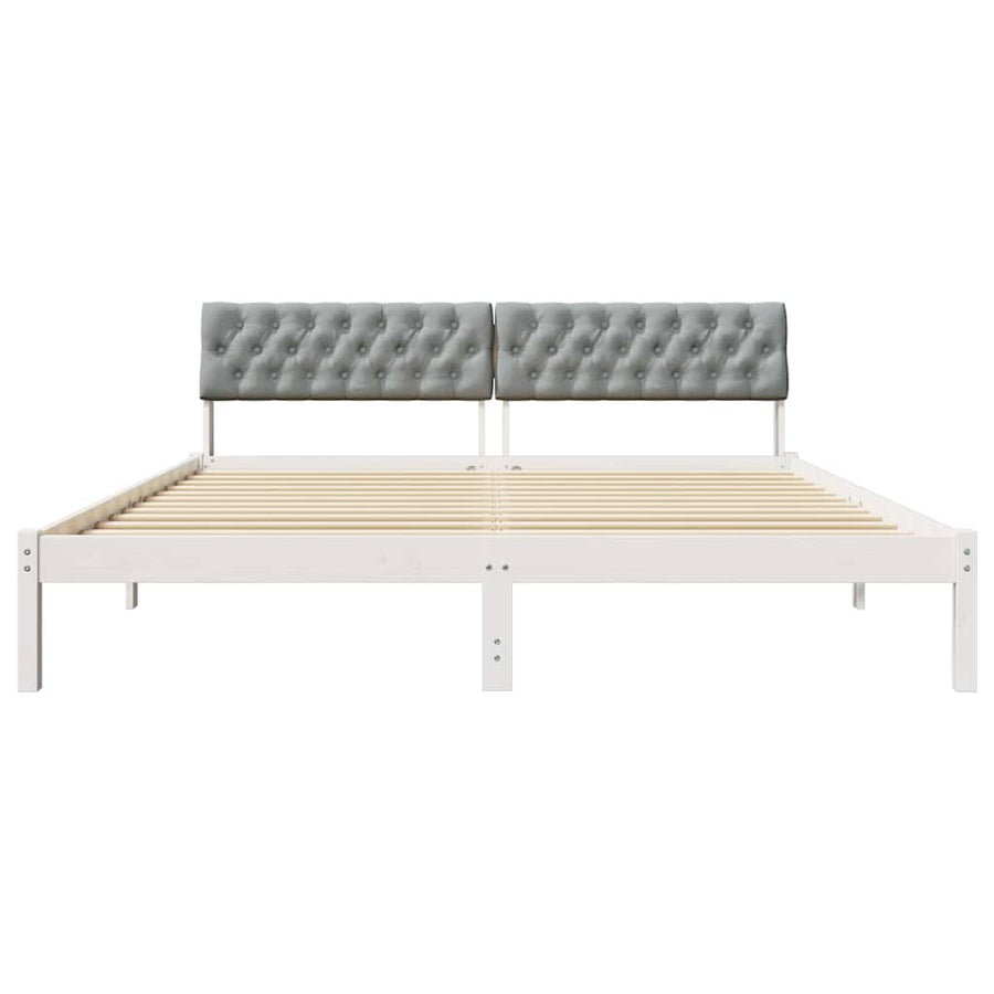 Bedframe Wit en lichtgrijs 180 x 200 cm Massief grenenhout
