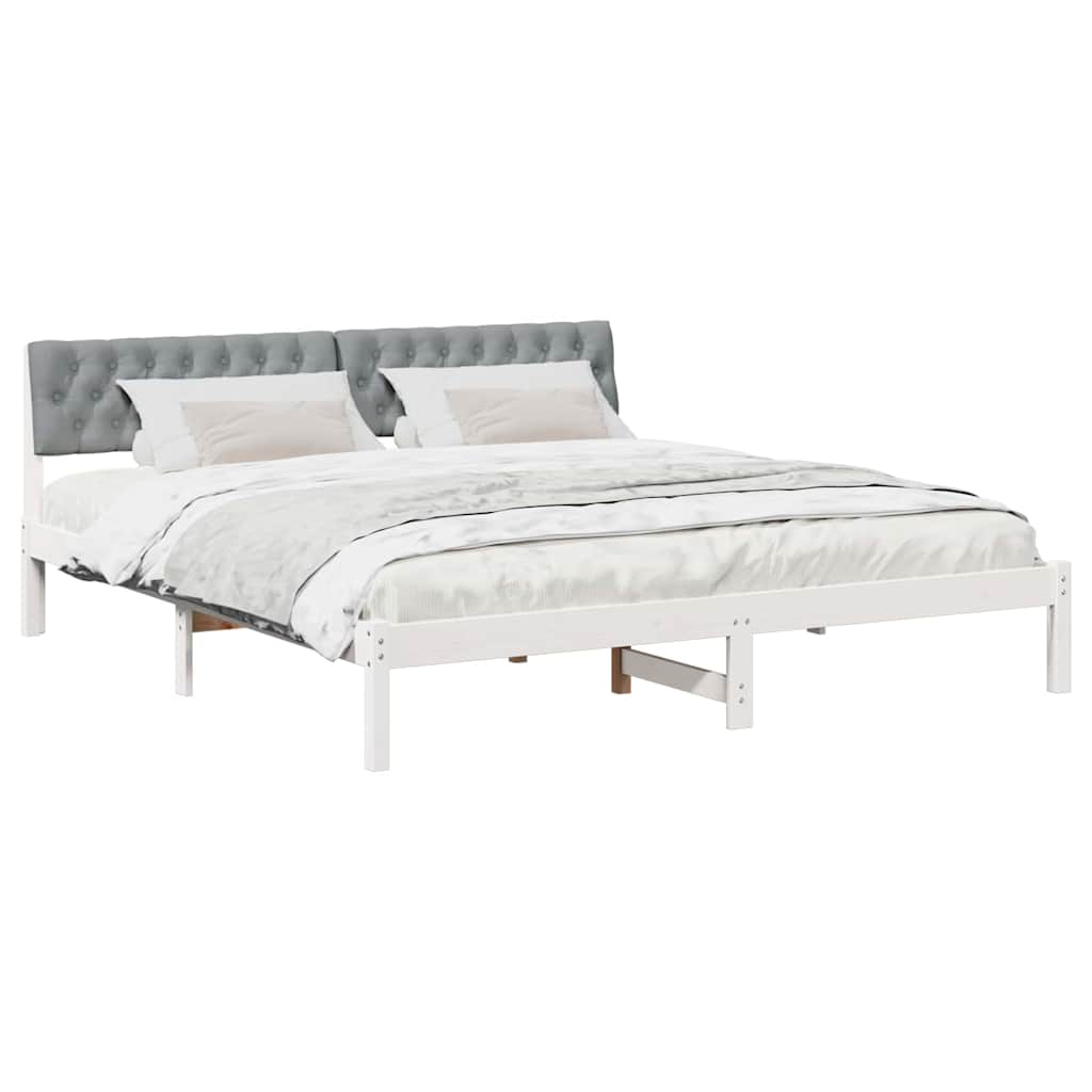 Bedframe Wit en lichtgrijs 180 x 200 cm Massief grenenhout
